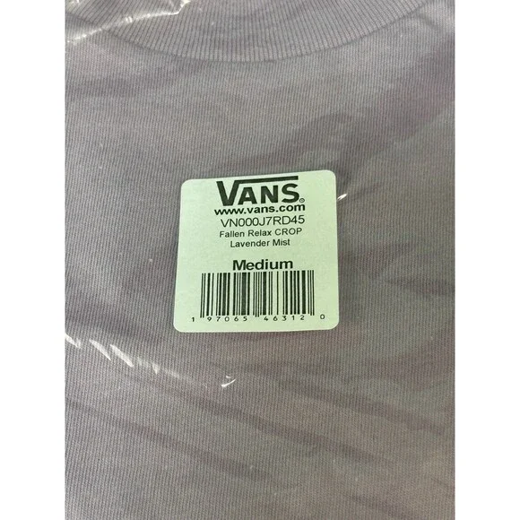 Vans Women's Crop Top T-Shirt Lavender Casual Logo Tee Size Medium Fairycore - Picture 11 of 12